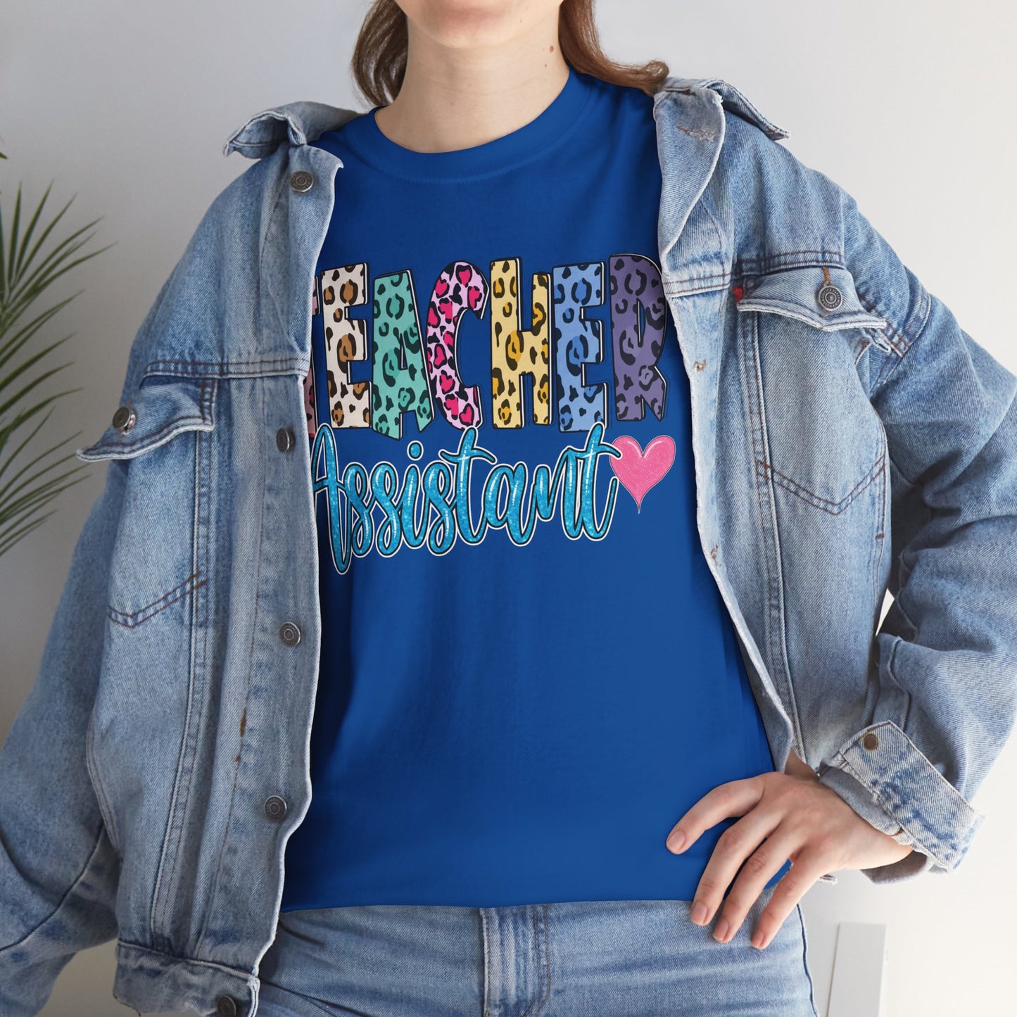 Teacher Assistant Leopard Print Tee — Gildan Heavy Cotton
