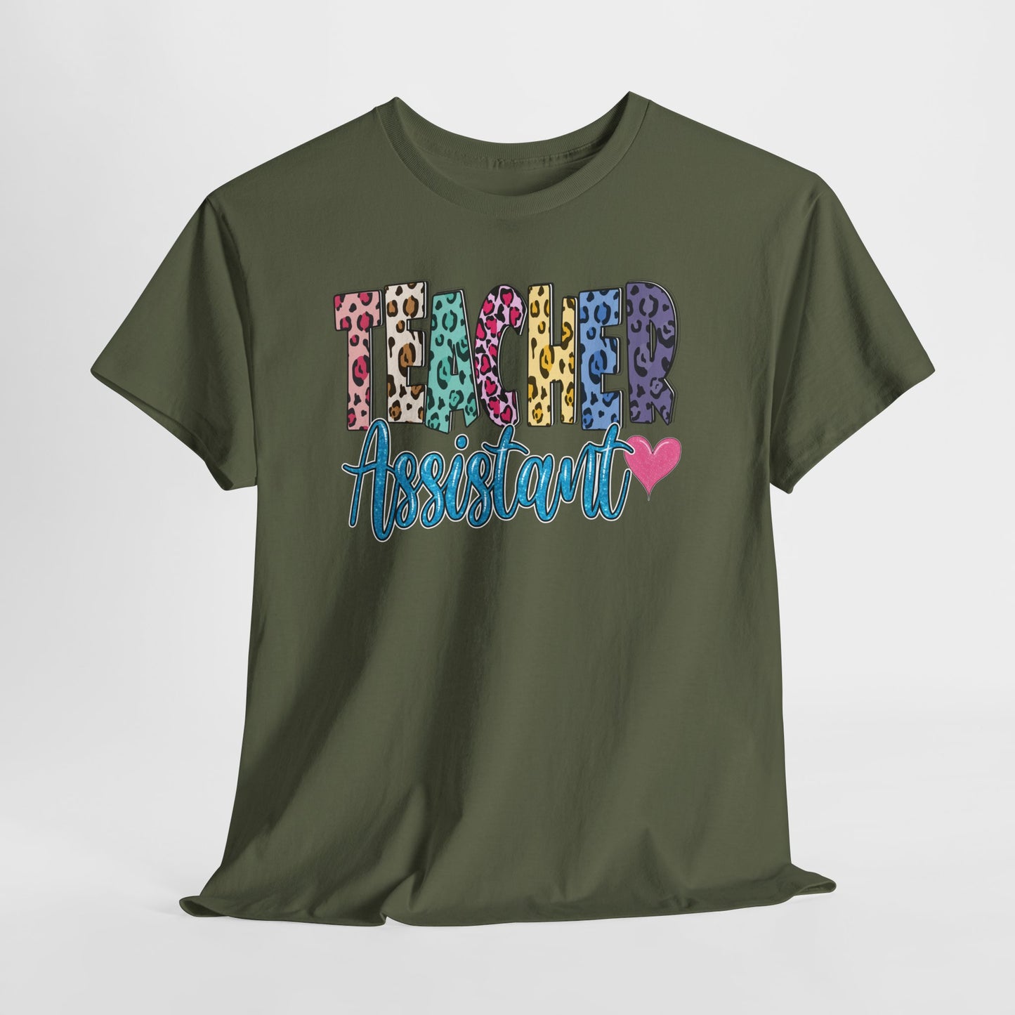 Teacher Assistant Leopard Print Tee — Gildan Heavy Cotton