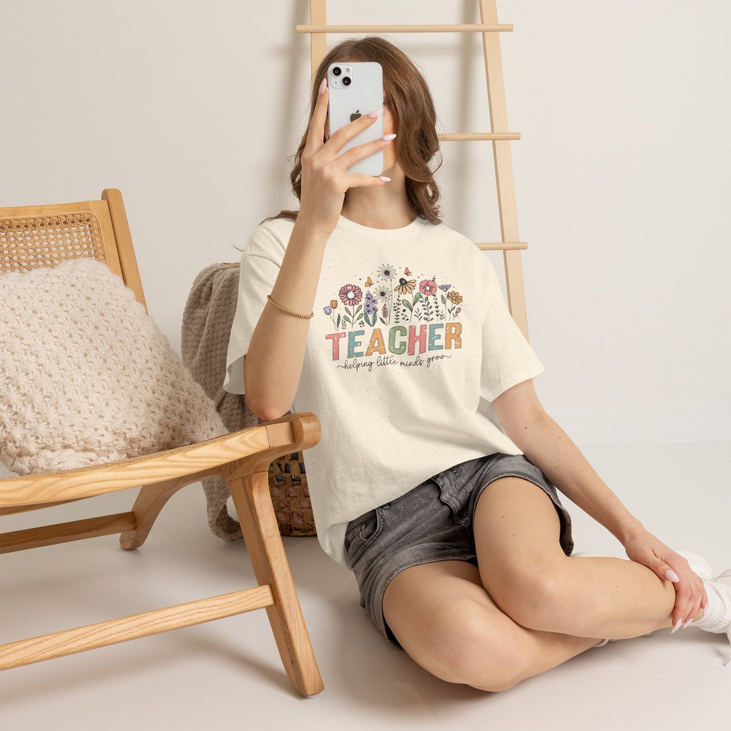 Teacher Floral T-Shirt — Gildan Heavy Cotton