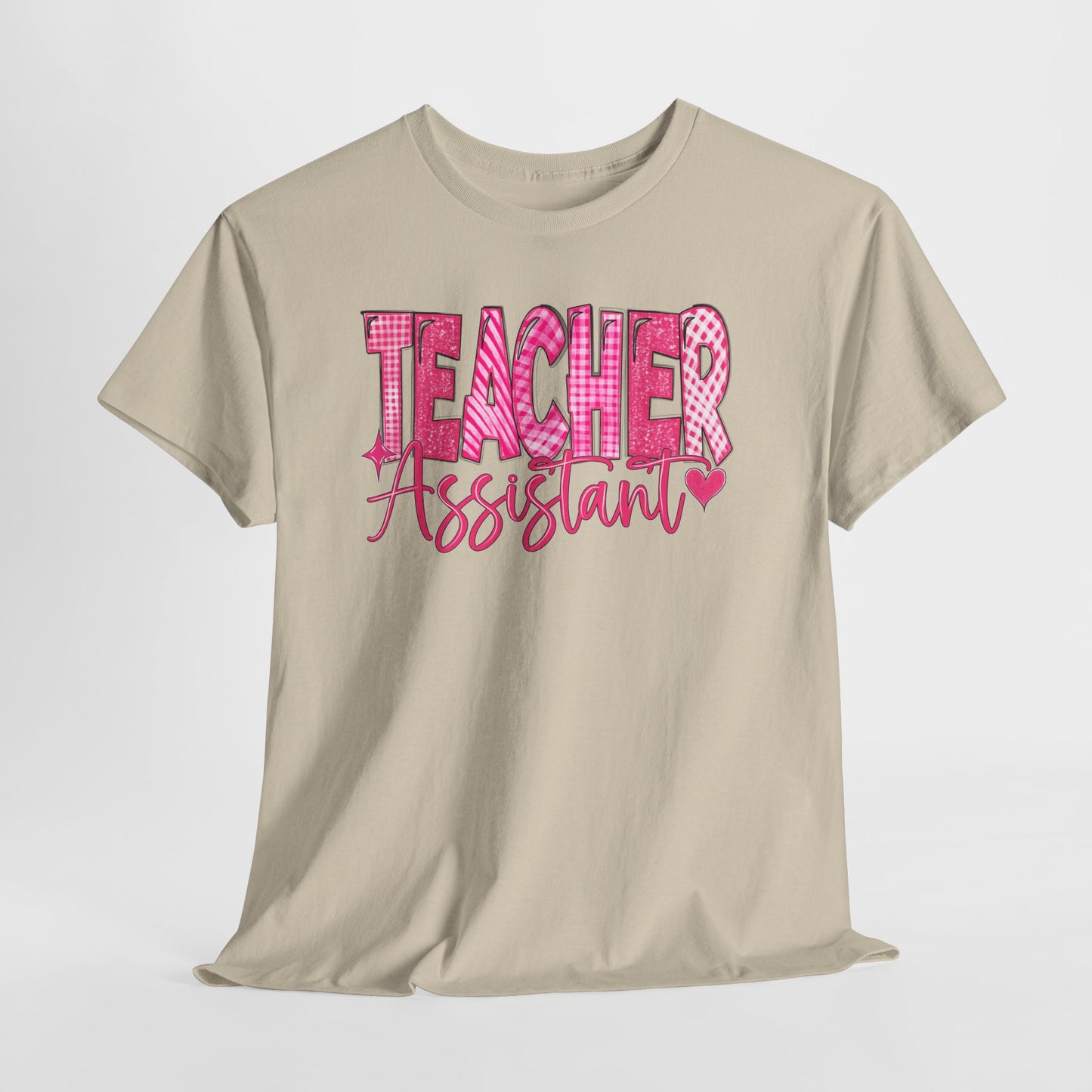 Pink Heart Teacher Assistant Tee — Gildan Heavy Cotton