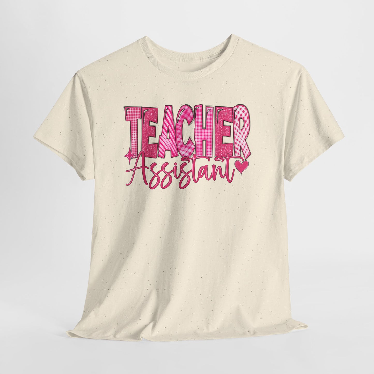 Pink Heart Teacher Assistant Tee — Gildan Heavy Cotton