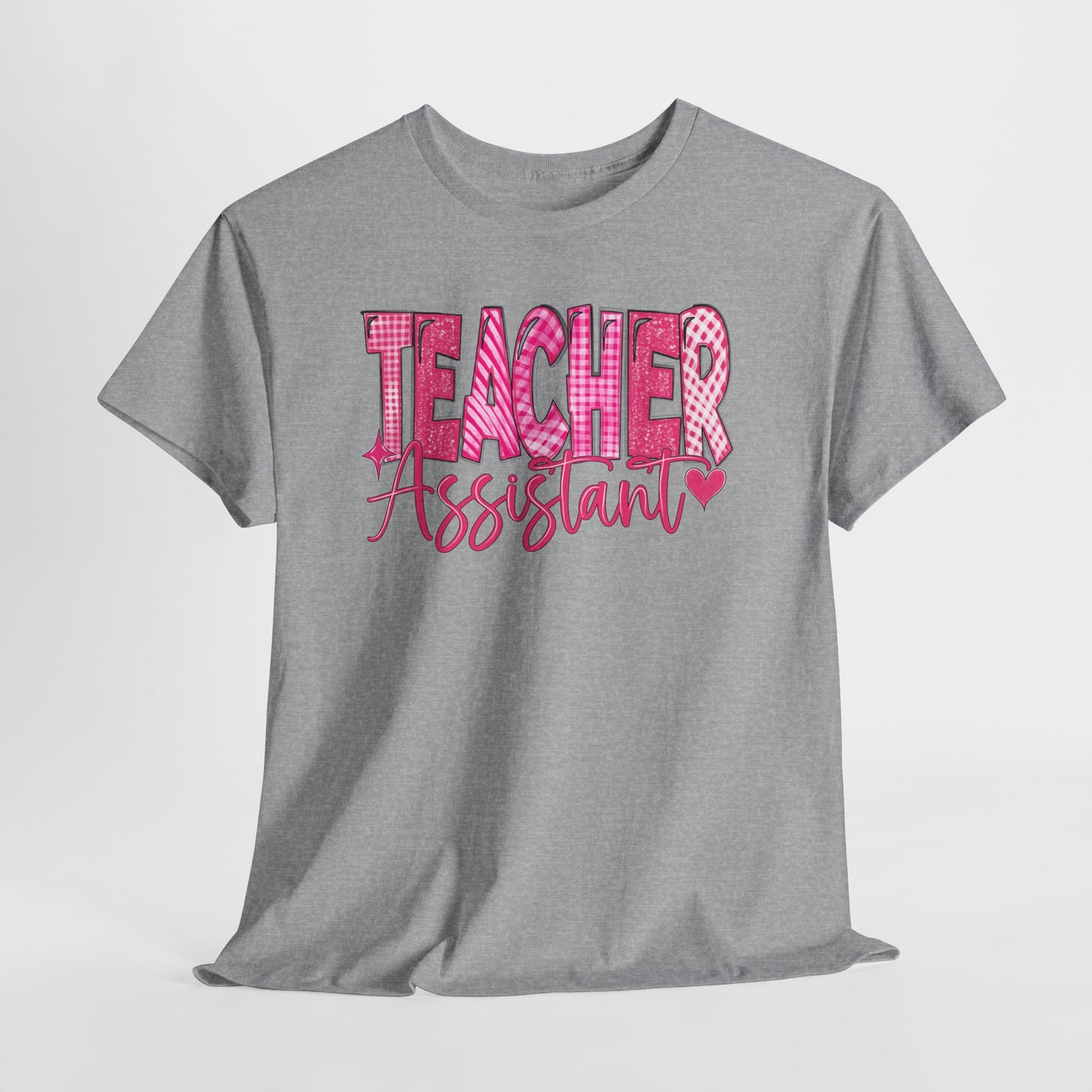 Pink Heart Teacher Assistant Tee — Gildan Heavy Cotton