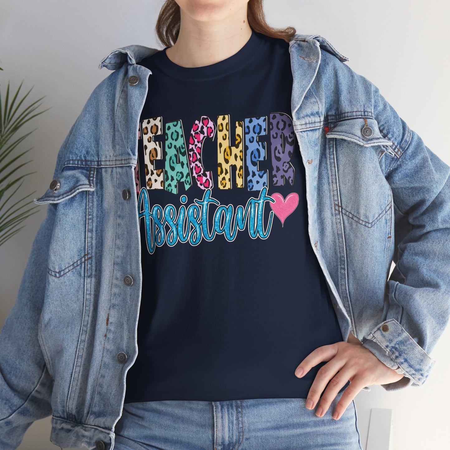 Teacher Assistant Leopard Print Tee — Gildan Heavy Cotton