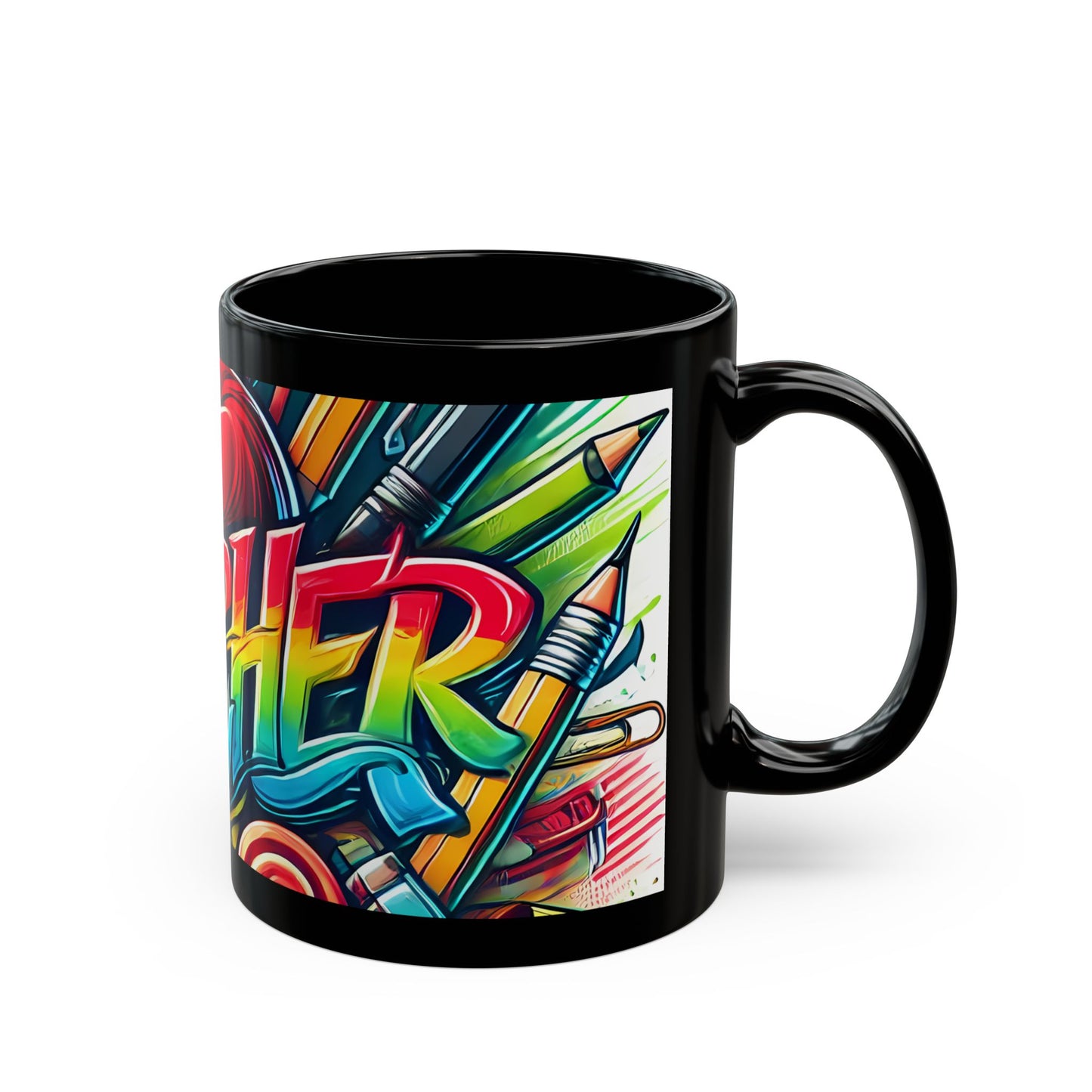 Teacher Graffiti Black Mug 11oz