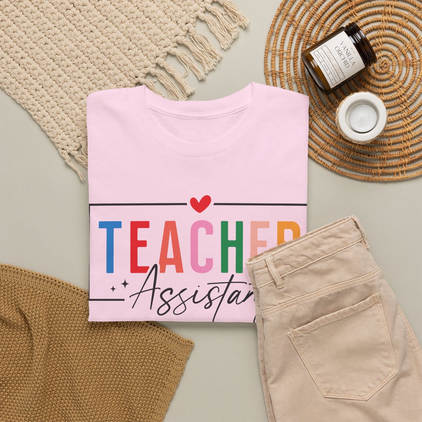 Teacher Assistant Colorful Light Tee — Gildan Heavy Cotton