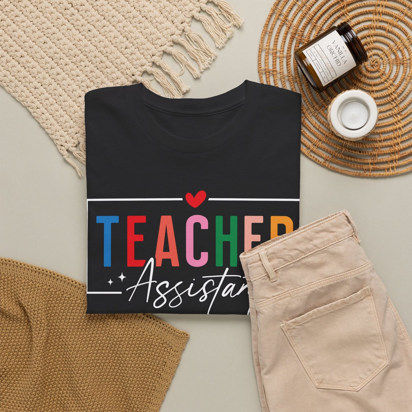 Teacher Assistant Colorful Dark Tee — Gildan Heavy Cotton