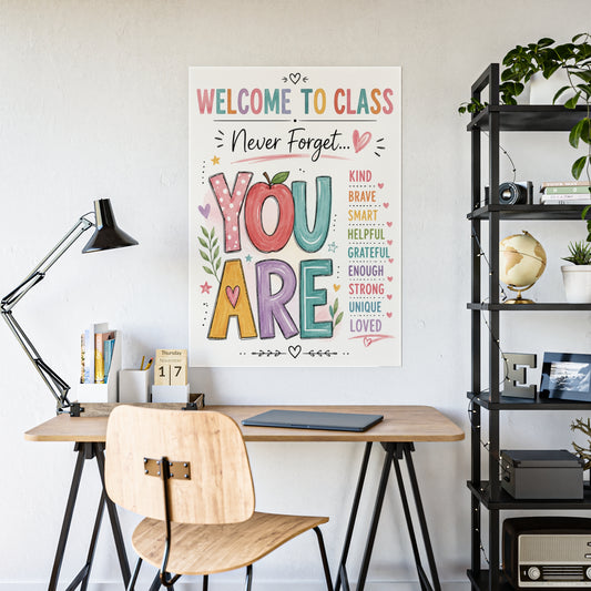 Welcome to Class "Never Forget You Are" Gloss Poster — Inspirational Classroom Wall Art