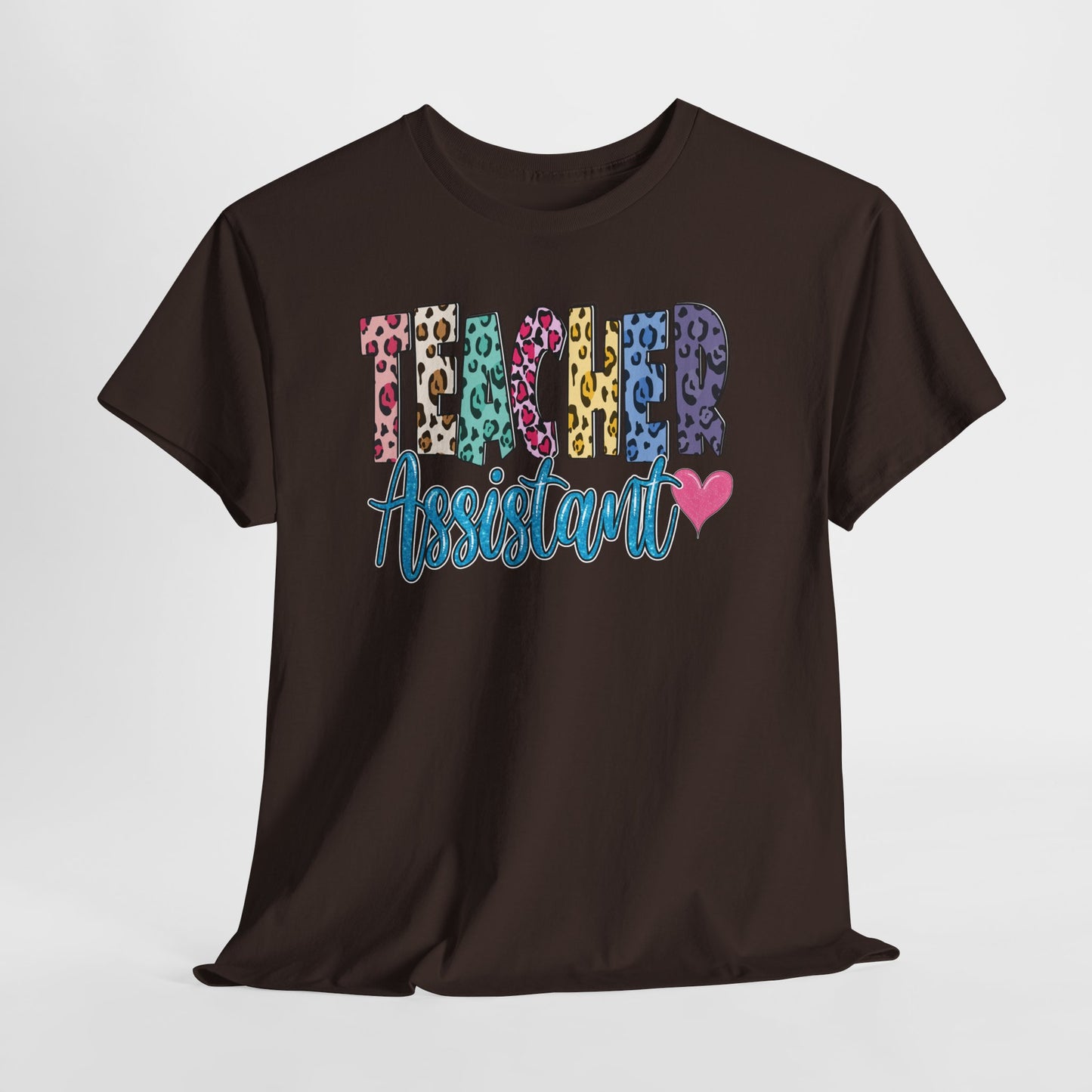 Teacher Assistant Leopard Print Tee — Gildan Heavy Cotton