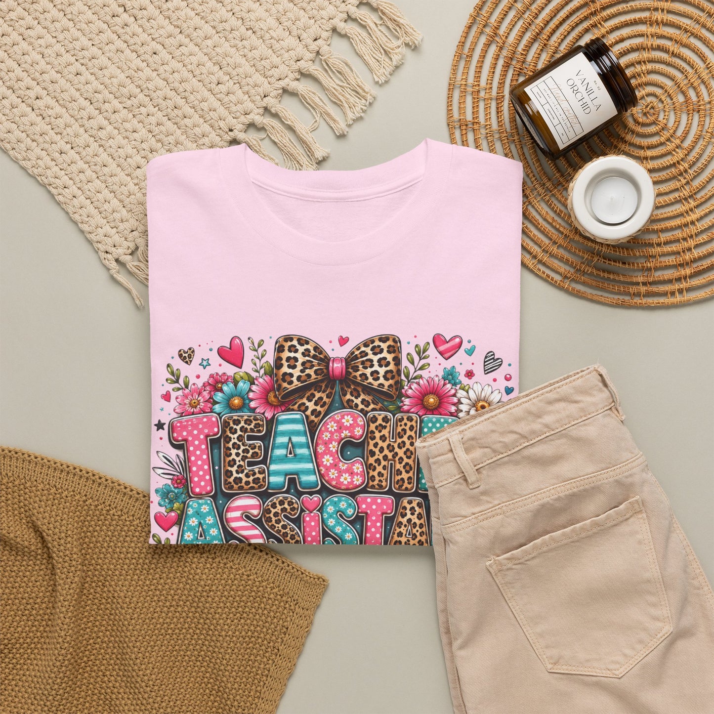Floral & Leopard Teacher Assistant Tee — Gildan Heavy Cotton