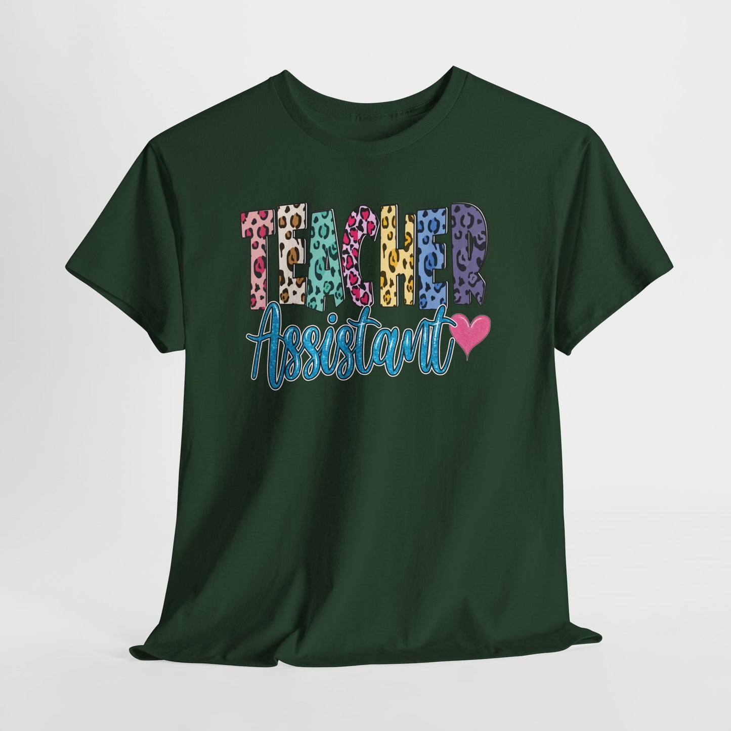 Teacher Assistant Leopard Print Tee — Gildan Heavy Cotton