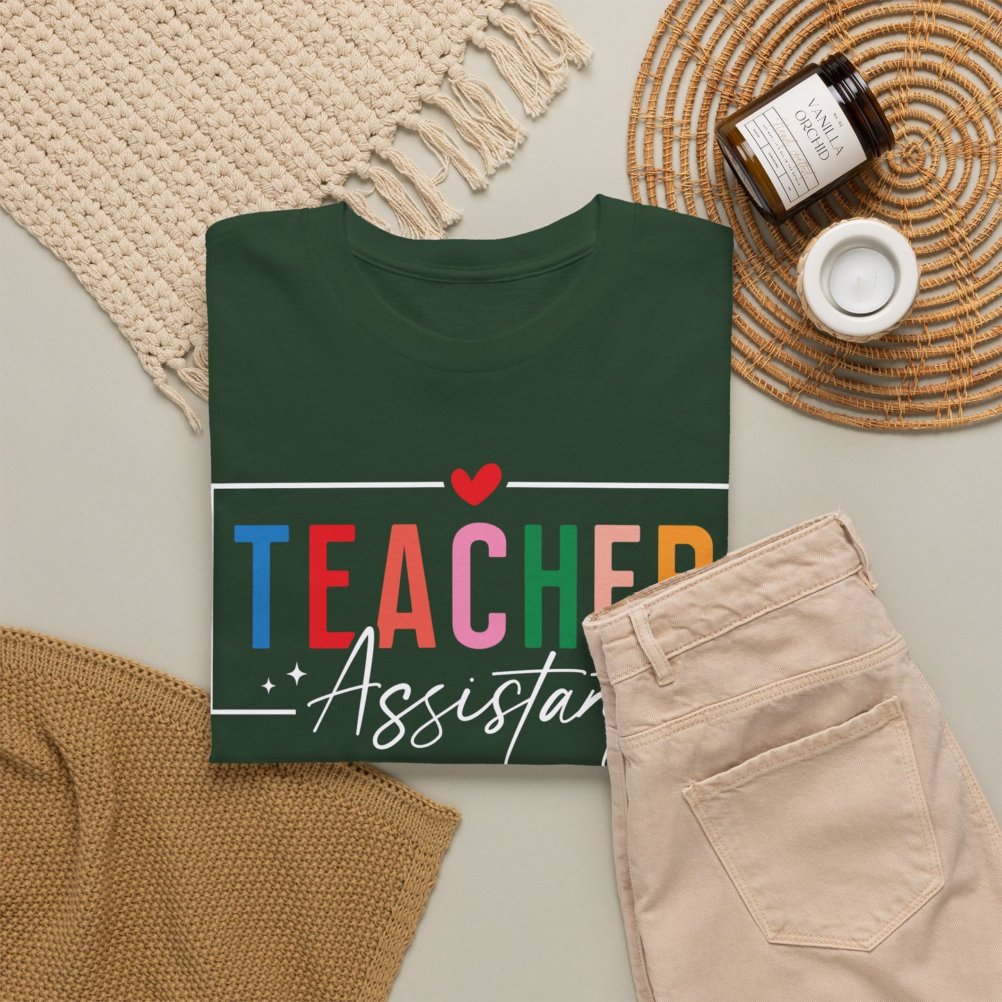 Teacher Assistant Colorful Dark Tee — Gildan Heavy Cotton