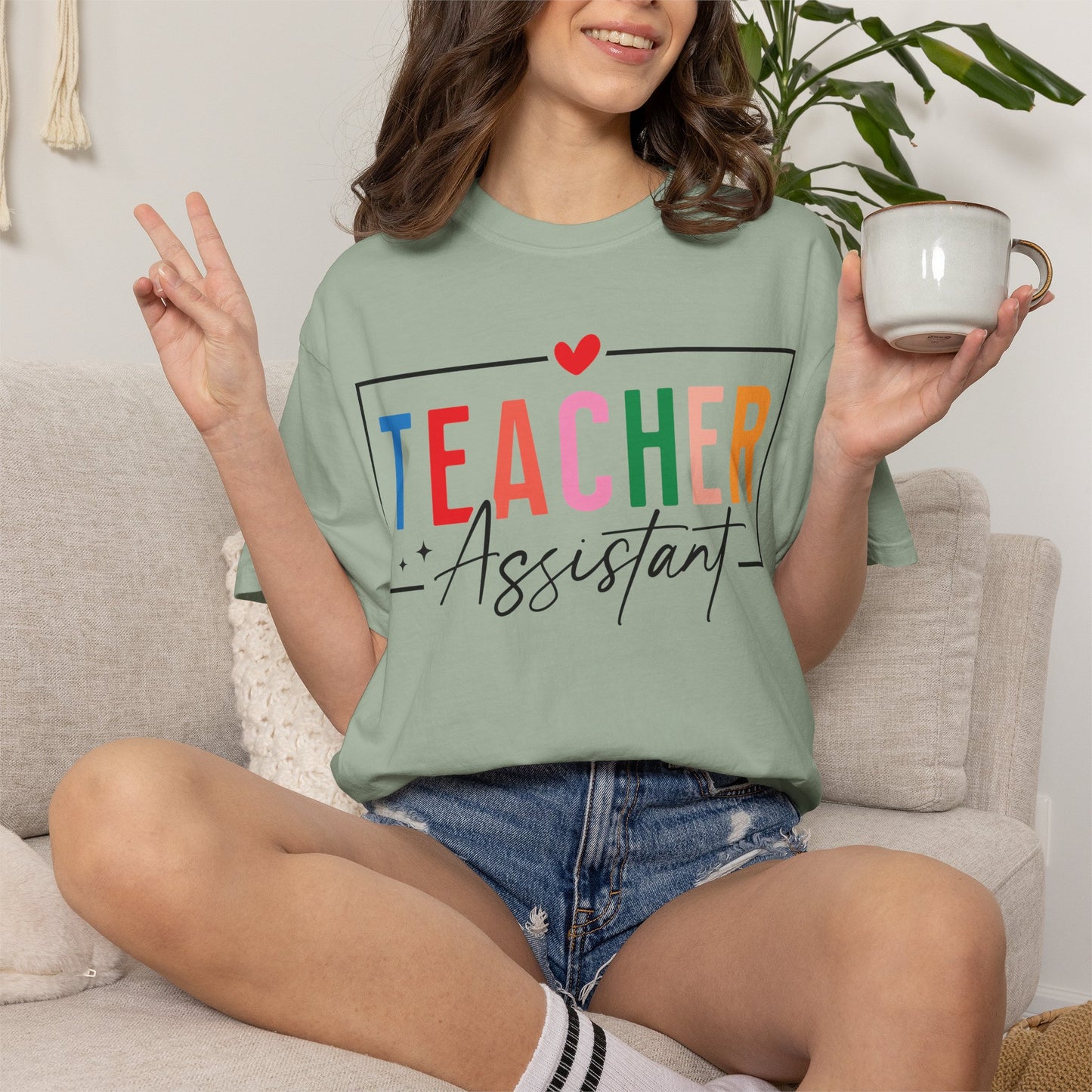 Teacher Assistant Colorful Light Tee — Comfort Colors