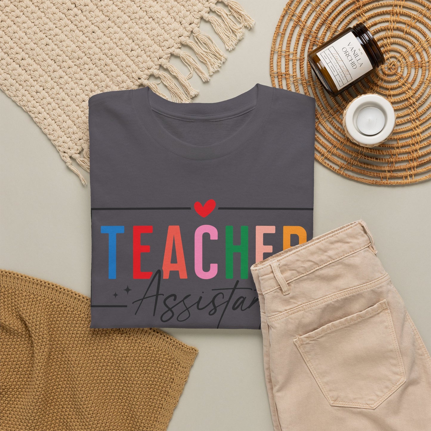 Teacher Assistant Colorful Light Tee — Gildan Heavy Cotton